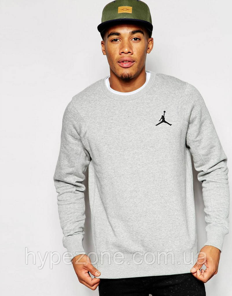 Кофта чоловіча Jordan спортивна трикотажна, Світшот Реглан з принтом Джордан (маленьке лого) Батник, Светр, фото 1