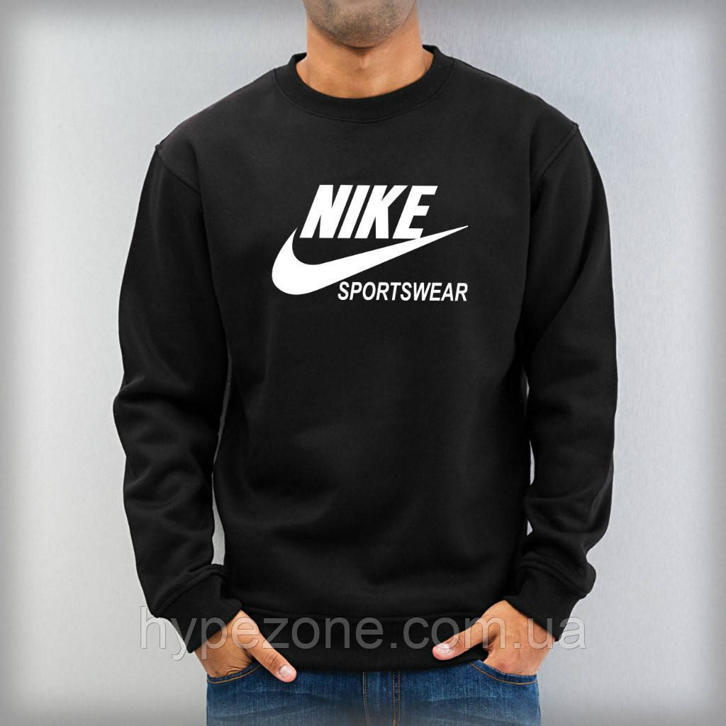 Світшот чорний Nike ( Найк ) Sportswear ( білий принт )
