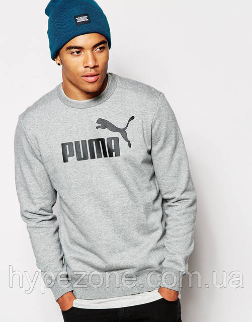 Світшот Сірий чоловічий з принтом Пума PUMA ( Пума ) | Кофта