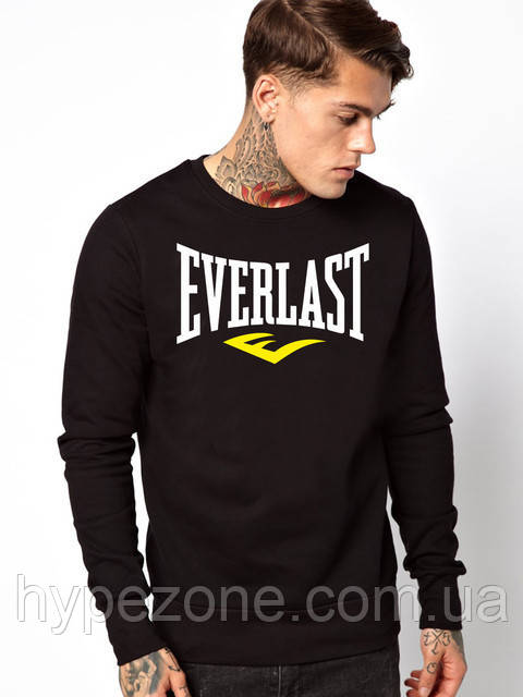 Свитшот Черный мужской с принтом Эверласт EVERLAST ( Еверласт ) | Кофта , фото 1