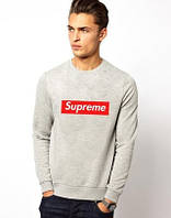 Світшот сірий з логотипом Supreme