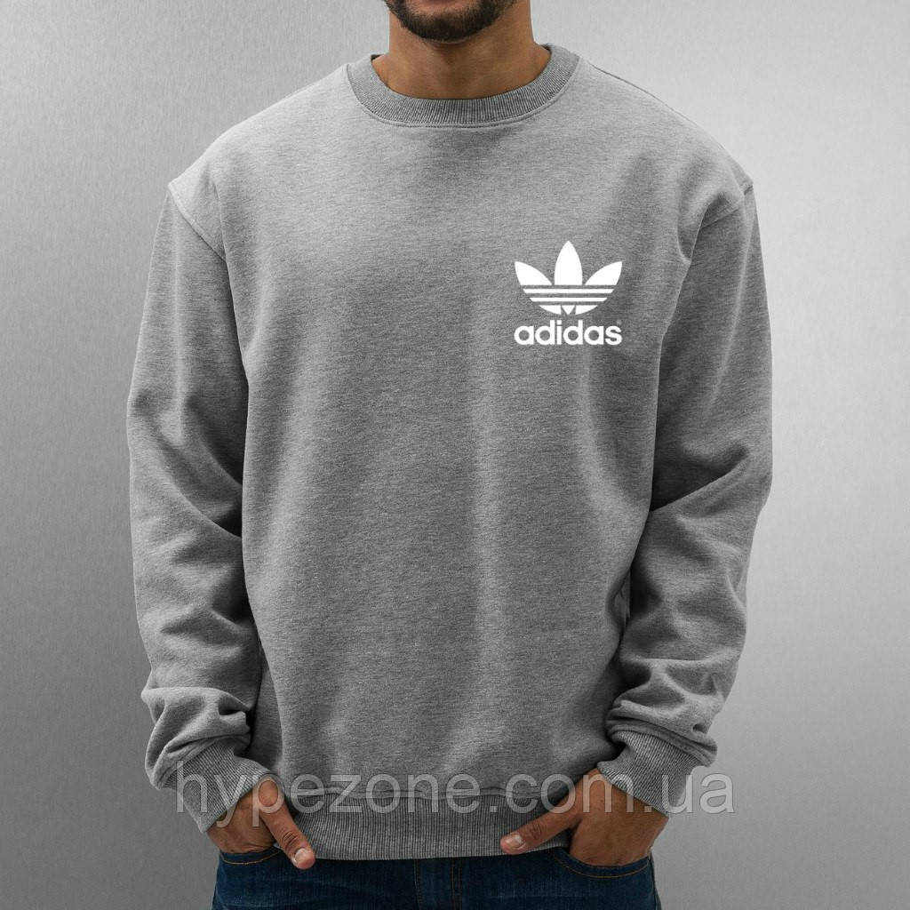 Світшот Adidas Sweatshirt сірий. Кофта чоловіча спортивна з емблемою Адідас. Толстовка трикотажна х \ б, Пайта, фото 1