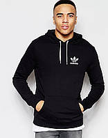 Світшот чоловічий Adidas з капюшоном Sweatshirt Кофта спортивна з логотипом Адідас Кенгуру чорне Літнє Зимове