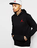 HOODIE Jordan Толстовка чоловіча з принтом Джордан, Кенгуру чорна з кишенею, Кофта спортивна з капюшоном