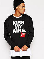 Світшот Чорний чоловічий з принтом Nike ( Найк ) Kiss my airs Найк | Кофта