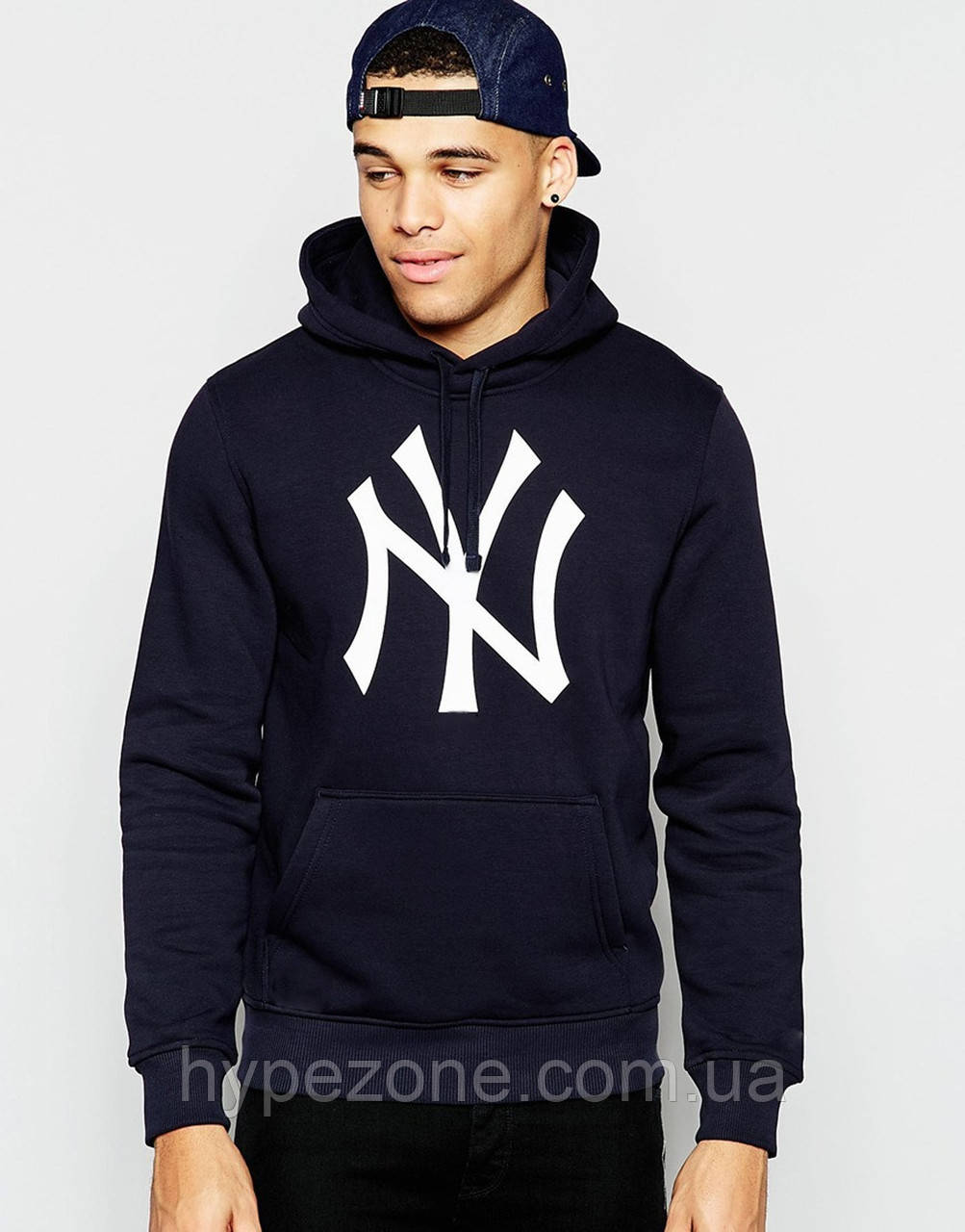 Худі чорна чоловіча з принтом New Era New York Yankees | Толстовка, фото 1