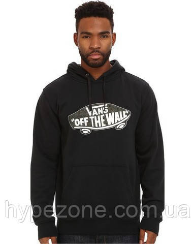 Худі чорна чоловіча з принтом vans off the wall| Толстовка, фото 1
