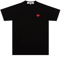 Футболка Comme des Garcons чоловіча жіноча Чорна футболка Ком де Гарсон стритстайл CDG Play з червоним серцем
