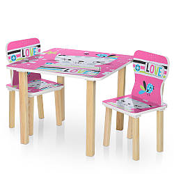 Столик на двох дитячий зі стільчиками Bambi 506-58-1 рожевий