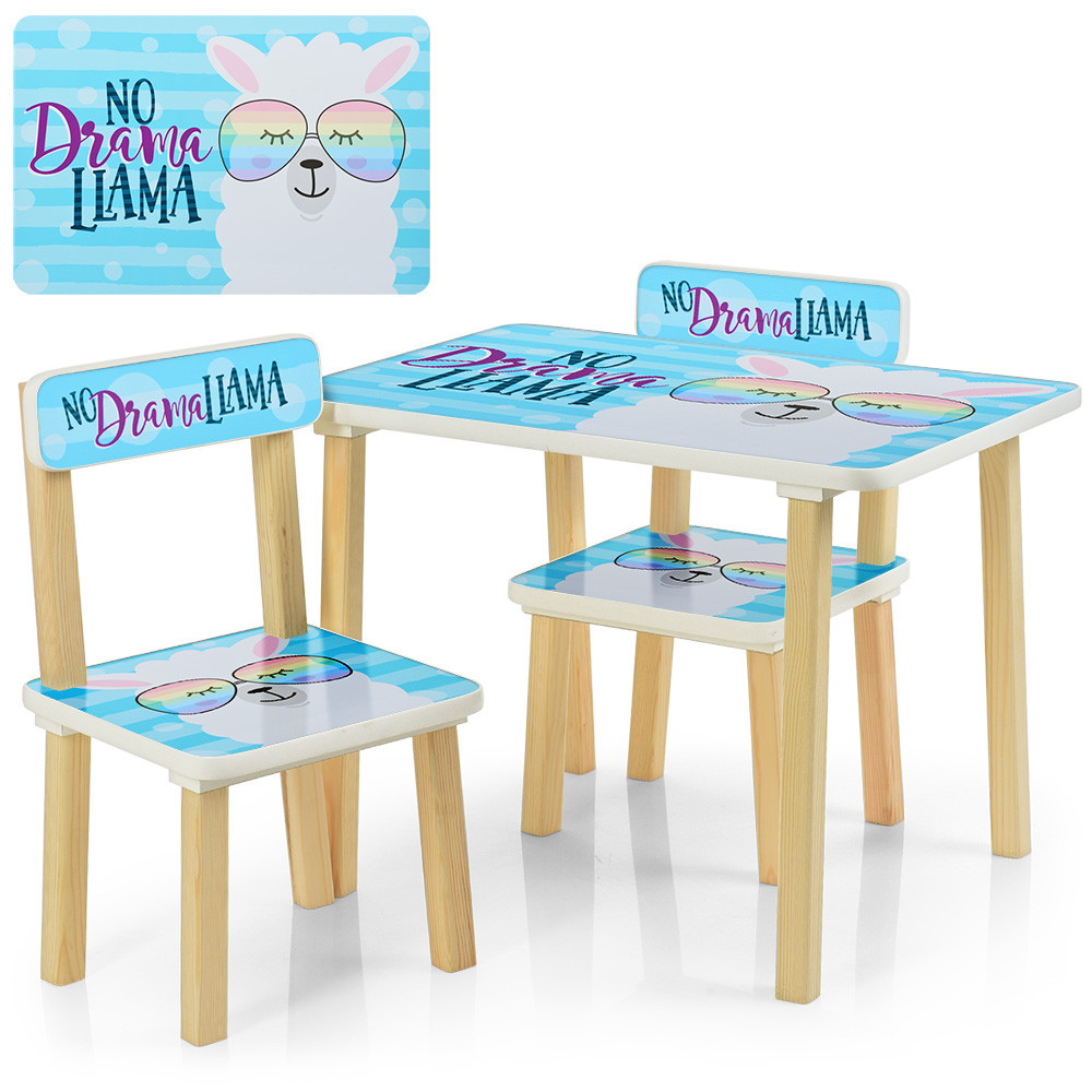Дитячий столик зі стільчиками блакитна лама Bambi 507-48-1, фото 1