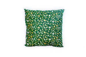 Новорічна подушка декоративна Олені зелені 45*45 см