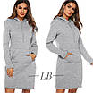 Спортивне жіноче плаття-худі з капюшоном на флісі, фото 2