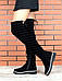 Жіночі зимові високі чоботи ботфорти чорні замшеві на низькому ходу 37 розмір, фото 2