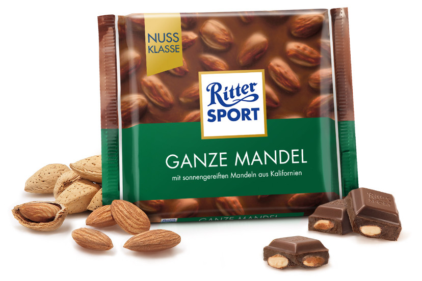 Ritter Sport Молочний шоколад + цілісний мигдаль, фото 1