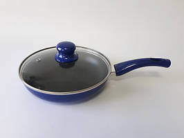 Сковорода для смаження з антипригарним тефлоновим покриттям зі скляною кришкою D 22 cm H 5 cm L 38 cm
