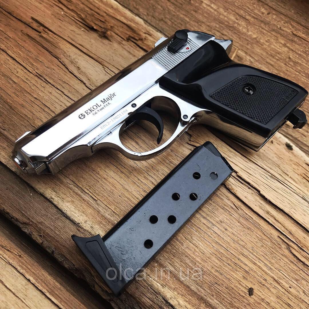 Стартовий пістолет EKOL MAJOR Chrome 9 мм + 50 патронів Kaiser або Ozkursan 9 mm