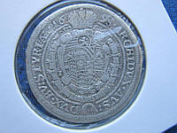 Монета 15 крейцеров орт 1/6 таллера Австрия Штирия Грац 1696 Леопольд I серебро состояние