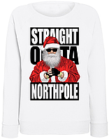 Женский новогодний свитшот Straight Outta North Pole (белый)