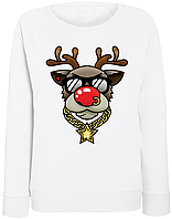 Женский новогодний свитшот Bling Rudolph (белый)