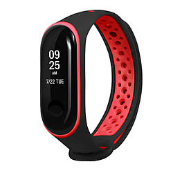 Ремешок для фитнес-трекера Mi Band 3 и Mi Band 4 NIKE STYLE Черный с красным