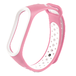 Ремінець для фітнес-трекера Mi Band 3 і Mi Band 4 NIKE STYLE Рожевий з білий