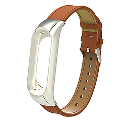 Ремінець для фітнес-трекера Mi Band 3 і Mi Band 4 LEATHER CROSS Коричневий