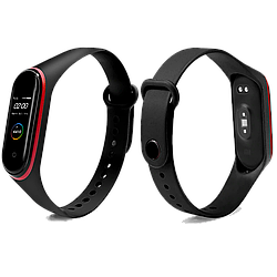 Ремінець для фітнес-трекера Mi Band 3 і Mi Band 4 DOUBLE Чорний з червоним