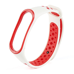 Ремінець для фітнес-трекера Mi Band 3 і Mi Band 4 NIKE STYLE Білий з червоним