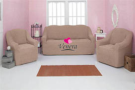 Комплект чохлів на диван і крісла без оборки 3-1-1 "Venera" Темно-сірий