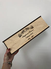 Упаковка для вина з гравіюванням Manific Decor зі світлого дерева подарункова 37 см * 11 см * 11 см