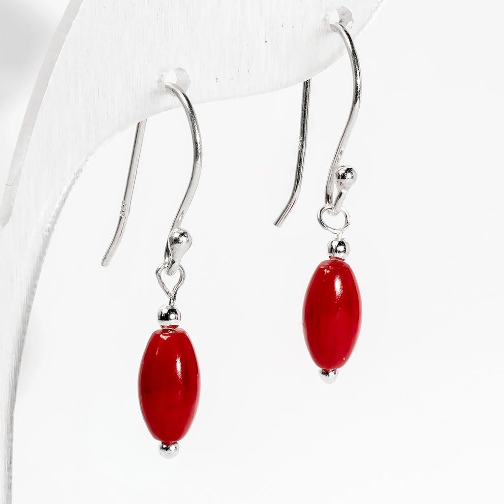 Сережки з червоним коралом, срібло, 486СРК