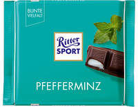Ritter Sport Чёрный шоколад с мятной начинкой 100g