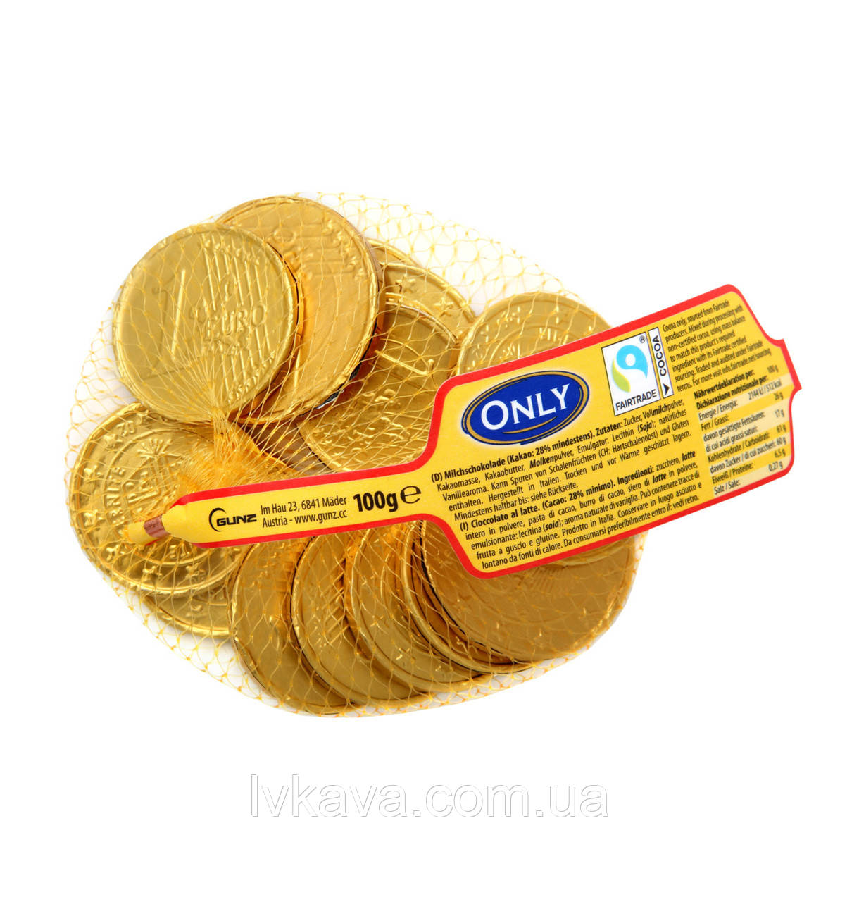 Молочний шоколад Gold coins Only, 100 г