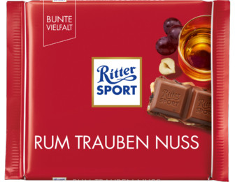 Ritter Sport Молочний шоколад із ромом, родзинками та фундуком 100g, фото 1