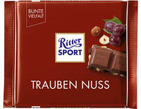 Ritter Sport Молочный шоколад с изюмом и фундуком 100g