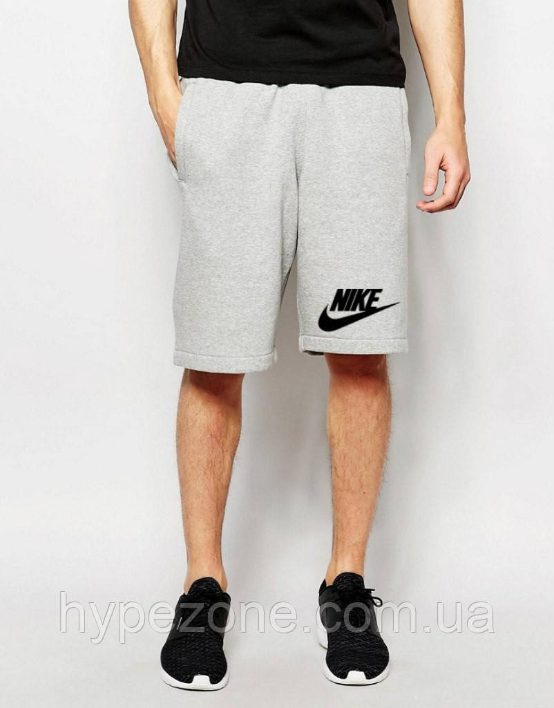 Шорти Nike ( Найк ) сірі лого+галочка чорний