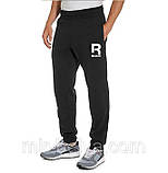 Чоловічі спортивні штани Reebok | Рібок чорні лого біле R, фото 4