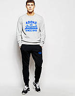 Костюм Adidas, сірий світшот (синє лого)