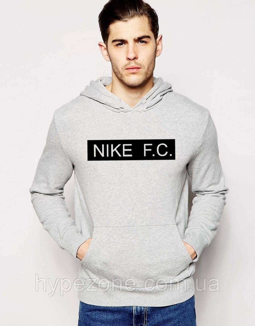 Худі Nike ( Найк ) FC | Чоловіча толстовка | Кенгурушка сіра