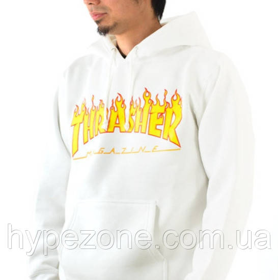 Thrasher HOODIE Худі Кенгуру чоловіча біла Толстовка з логотипом Трашер Кофта спортивна чоловіча Трешер, фото 1