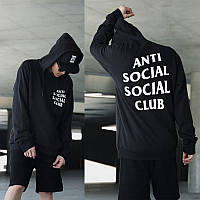 Кофта A.S.S.C. Antisocial social club Кенгуру чёрная с принтом Антисоциал Клаб Худи АССК Кофта Анти сошиал