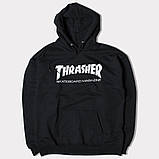 HOODIE Thrasher Худі з принтом Трашер Толстовка жіноча Трешер чорна Кфта з капюшном Трешар. Трикотаж. Бавовна, фото 4