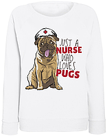 Женский свитшот Nurse Pug (белый)