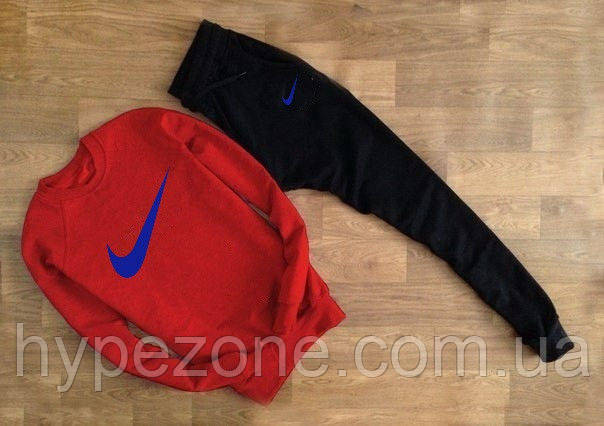 Спортивний костюм червоний світшот Nike синя пташка