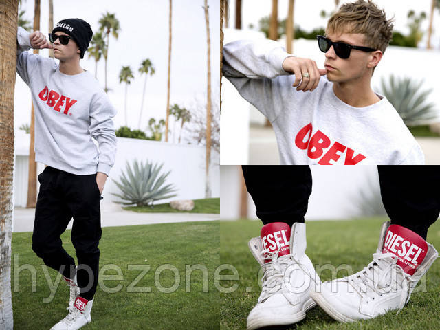 Світшот білий чоловічий Обей OBEY | Кофта, фото 1