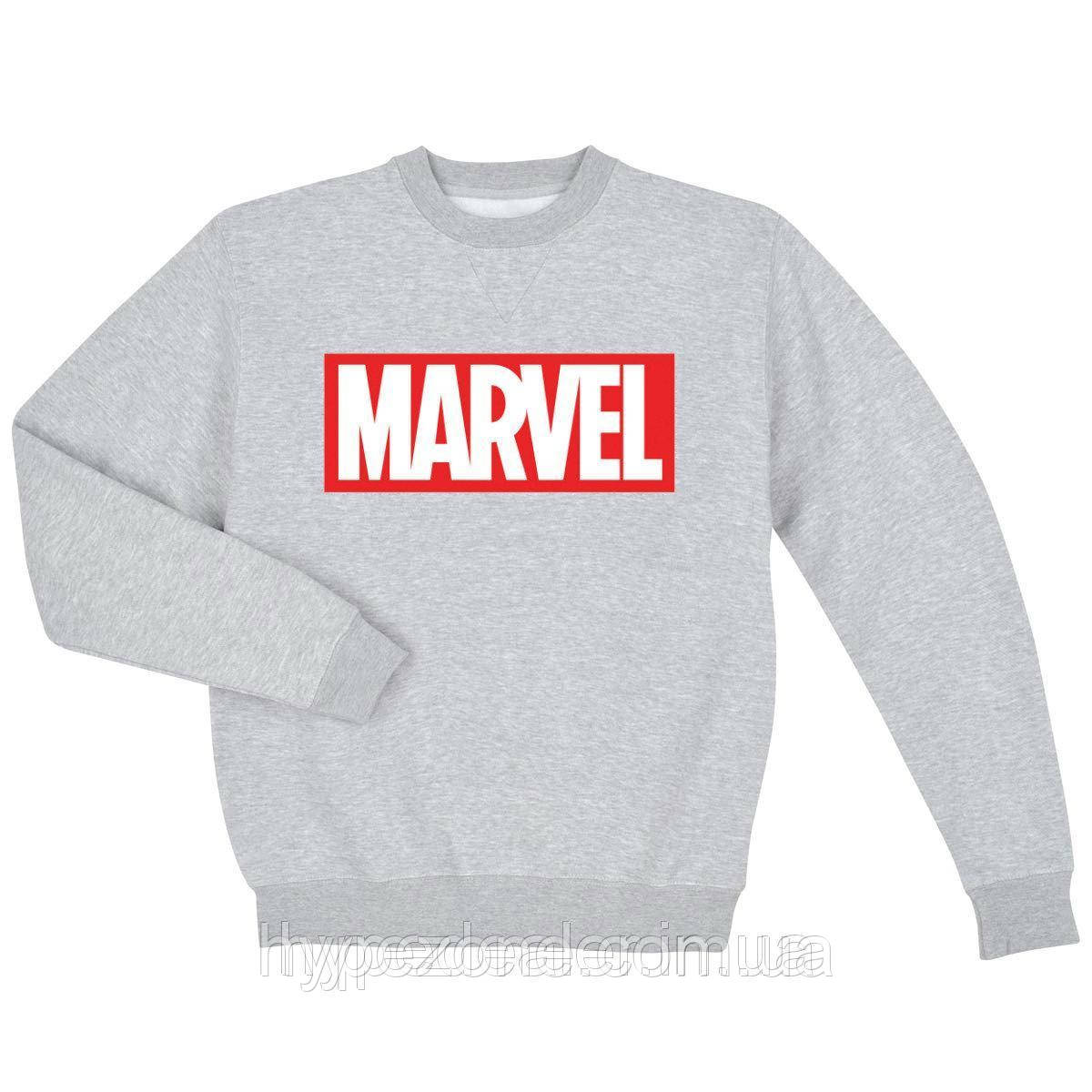 Світшот чоловічий з принтом MARVEL Марвел | Толстовка біла, сіра, фото 1