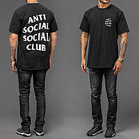 Футболка чоловіча Anti Social social club Футболка Асско антісоціал клаб чорна з принтом ASSC анти соціал