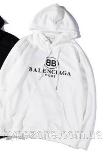 Худі BALENCIAGA чоловіча, жіноча Толстовка з принтом трикотажна, Кенгуру Баленсиага біле, чорне
