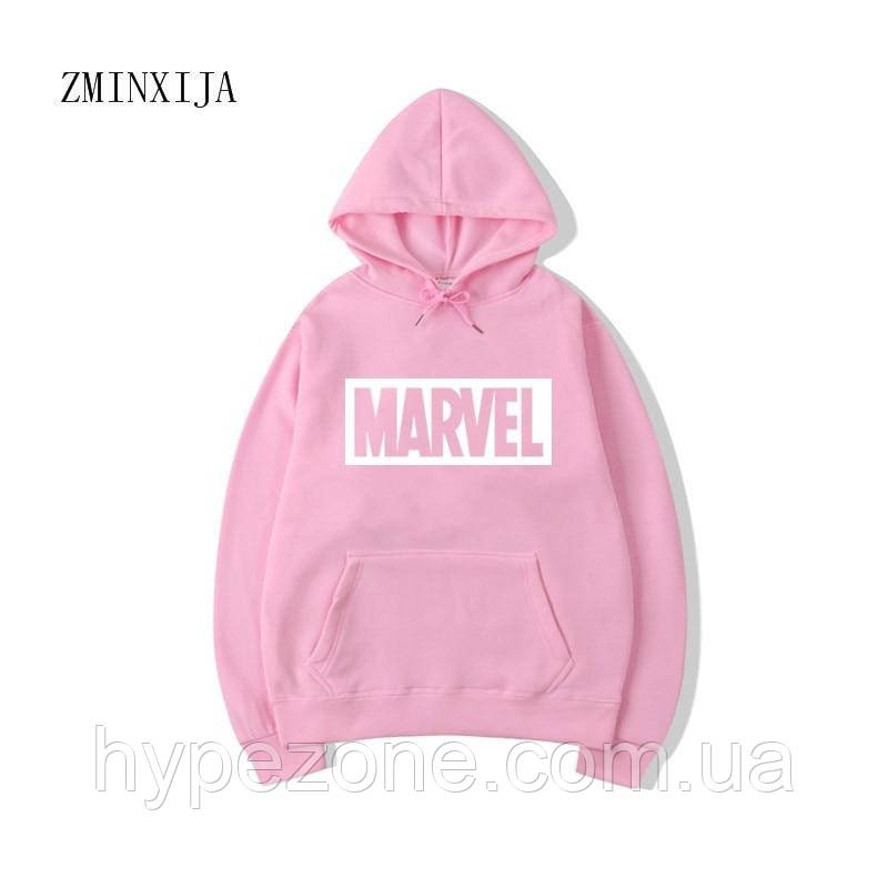 Худі рожева чоловіча з принтом MARVEL Марвел | Кенгурушка, фото 1