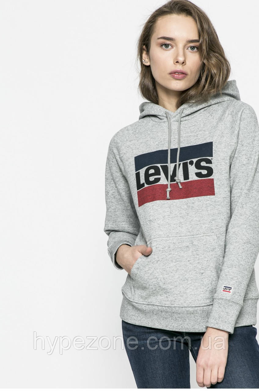 Худі Levis ( Левайс ) | Чоловіча толстовка жіноча | Кенгурушка сіра